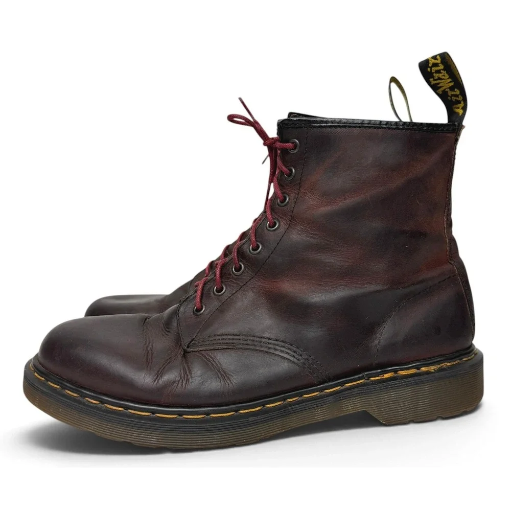 Dr Martens Boots Mens 12 Burgundy 1460 Made in England Leather Lace Up 8 Eye